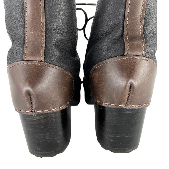 No. 6 Lander Shearling Lace Up Clog Boots in Dark Brown - Picture 12 of 14